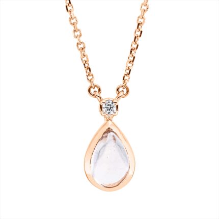 Collier Zarge Rosegold 18kt 0,01 Diamantschmuck Farbstein 0,4 ct - 4N804