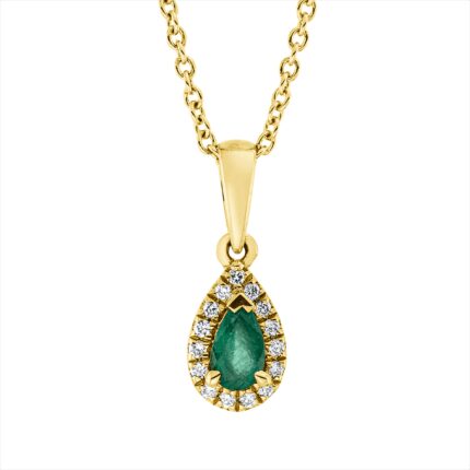 Collier Gelbgold 18kt 0,06 Diamantschmuck Farbstein 0,18 ct - 4N859