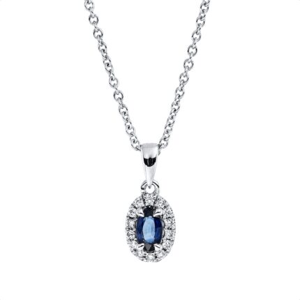 Collier Weißgold 18kt 0,07 Diamantschmuck Farbstein 0,27 ct - 4N863