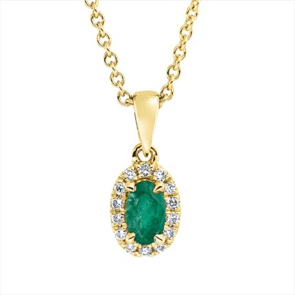 Collier 4er-Krappe Gelbgold 18kt 0,07 Diamantschmuck Farbstein 0,2 ct - 4N864
