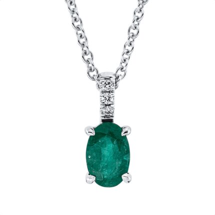 Collier Weißgold 18kt 0,01 Diamantschmuck Farbstein 0,49 ct - 4N871