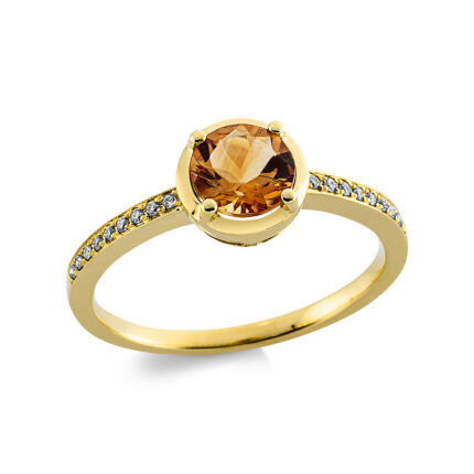 Farbstein 4er-Krappe Gelbgold 18kt 0,09 Diamantringe Farbstein 0,66 ct - 1DH62