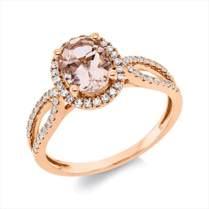Farbstein 4er-Krappe Rosegold 18kt 0,24 Diamantringe Farbstein 1,04 ct - 1DI05