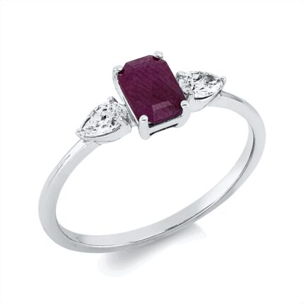 Farbstein 4er-Krappe Weißgold 18kt 0,20 Diamantringe Farbstein 0,75 ct - 1GW76