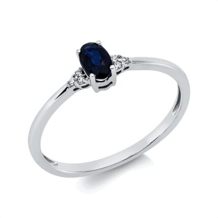 Farbstein 4er-Krappe Weißgold 18kt 0,02 Diamantringe Farbstein 0,43 ct - 1HJ25