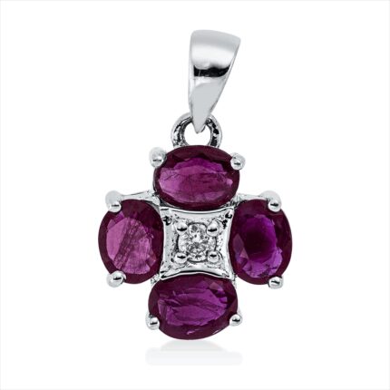 Anhänger Weißgold 18kt 0,05 Diamantschmuck Farbstein 1,3 ct - 3H982