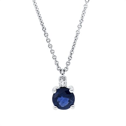 Collier Weißgold 18kt 0,02 Diamantschmuck Farbstein 0,52 ct - 4N737