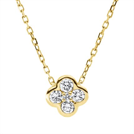 Collier Gelbgold 18kt 0,18 Diamantschmuck mit 5 Diamanten - 4O058