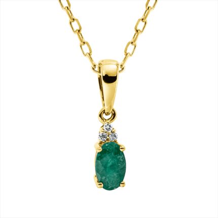Collier 4er-Krappe Gelbgold 18kt 0,01 Diamantschmuck Farbstein 0,25 ct - 4O212