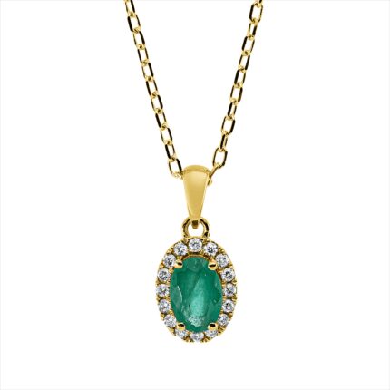 Collier 4er-Krappe Gelbgold 18kt 0,09 Diamantschmuck Farbstein 0,46 ct - 4O223