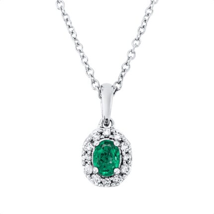 Collier Weißgold 18kt 0,07 Diamantschmuck Farbstein 0,14 ct - 4O244