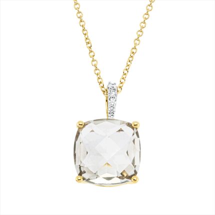 Collier Gelbgold 18kt 0,04 Diamantschmuck Farbstein 3,44 ct - 4O248