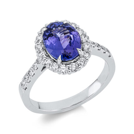 Farbstein Weißgold 18kt 0,59 Diamantringe Farbstein 2,05 ct - 1EU02