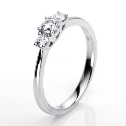 Mehrfachsteinbesatz Weißgold 18kt 0,34 Diamantringe mit 3 Diamanten - 1F693