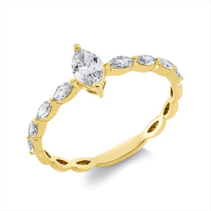 Solitaeire Gelbgold 18kt 0,55 Diamantringe mit 9 Diamanten - 1GV62