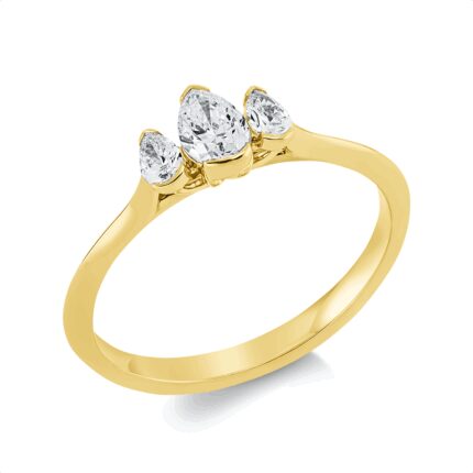 Solitaeire Gelbgold 18kt 0,41 Diamantringe mit 3 Diamanten - 1GW98