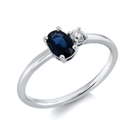 Farbstein 4er-Krappe Weißgold 18kt 0,08 Diamantringe Farbstein 0,57 ct - 1GX32