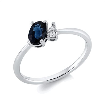 Farbstein 4er-Krappe Weißgold 18kt 0,08 Diamantringe Farbstein 0,68 ct - 1GX40