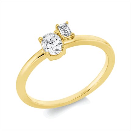 Solitaeire Gelbgold 18kt 0,41 Diamantringe mit 2 Diamanten - 1HL03