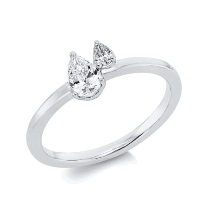 Mehrfachsteinbesatz Weißgold 18kt 0,36 Diamantringe mit 2 Diamanten - 1HL05