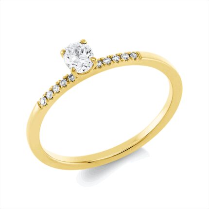 Solitaeire 4er-Krappe Gelbgold 18kt 0,28 Diamantringe mit 11 Diamanten - 1HM93