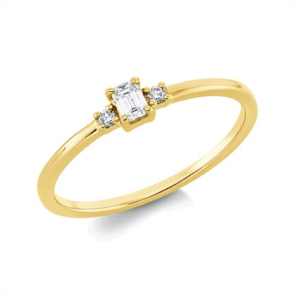 Solitaeire 4er-Krappe Gelbgold 18kt 0,14 Diamantringe mit 3 Diamanten - 1HM98