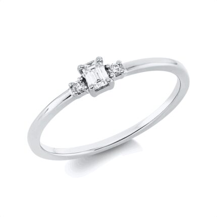 Solitaeire 4er-Krappe Weißgold 18kt 0,13 Diamantringe mit 3 Diamanten - 1HM98