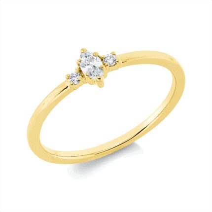 Solitaeire 2er-Krappe Gelbgold 18kt 0,13 Diamantringe mit 3 Diamanten - 1HN01