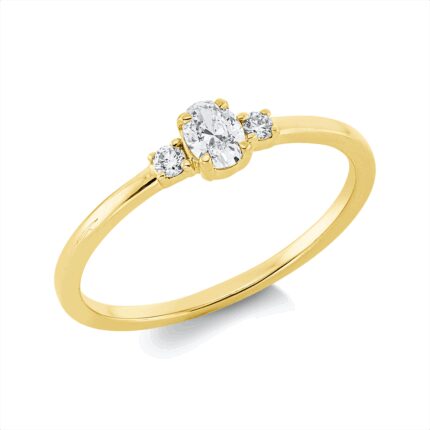 Solitaeire 4er-Krappe Gelbgold 18kt 0,24 Diamantringe mit 3 Diamanten - 1HN05
