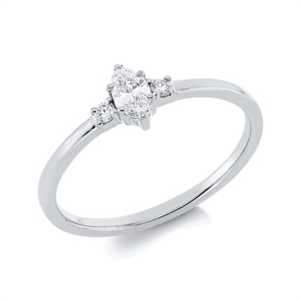 Solitaeire 2er-Krappe Weißgold 18kt 0,22 Diamantringe mit 3 Diamanten - 1HN06