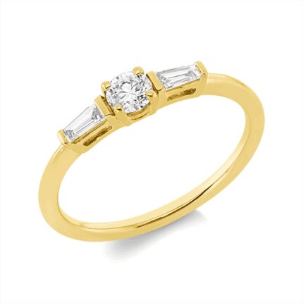 Solitaeire 4er-Krappe Gelbgold 18kt 0,31 Diamantringe mit 3 Diamanten - 1HN12