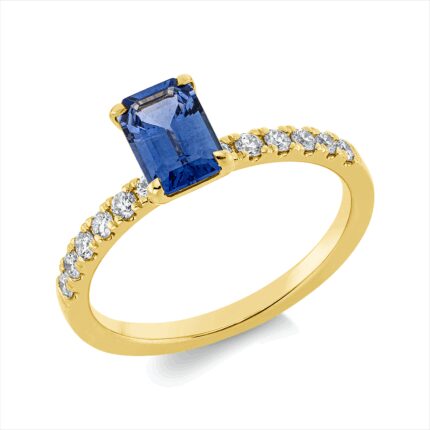 Farbstein 4er-Krappe Gelbgold 18kt 0,25 Diamantringe Farbstein 1,1 ct - 1HN18