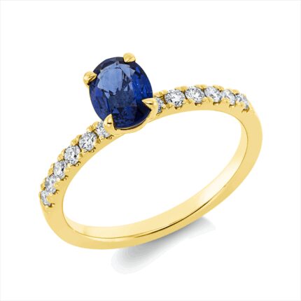 Farbstein 4er-Krappe Gelbgold 18kt 0,25 Diamantringe Farbstein 1 ct - 1HN21