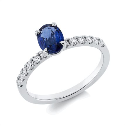 Farbstein 4er-Krappe Weißgold 18kt 0,25 Diamantringe Farbstein 0,95 ct - 1HN21