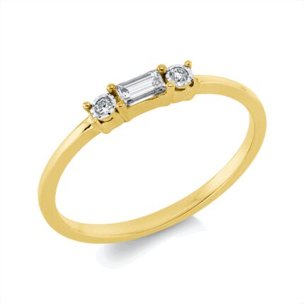 Baguette Gelbgold 18kt 0,13 Diamantringe mit 3 Diamanten - 1HN35