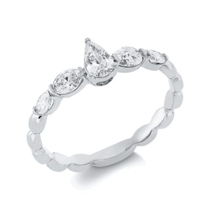 Solitaeire Weißgold 18kt 0,54 Diamantringe mit 5 Diamanten - 1HN45