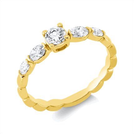 Solitaeire Gelbgold 18kt 0,59 Diamantringe mit 5 Diamanten - 1HN50