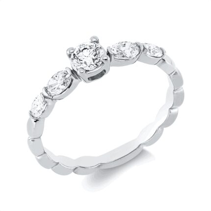 Solitaeire Weißgold 18kt 0,59 Diamantringe mit 5 Diamanten - 1HN50