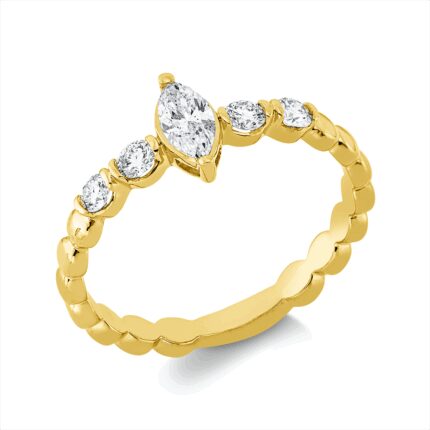 Solitaeire Gelbgold 18kt 0,44 Diamantringe mit 5 Diamanten - 1HN76