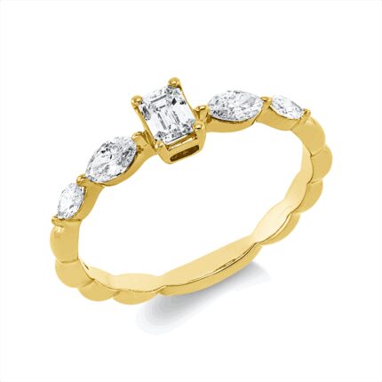 Solitaeire Gelbgold 18kt 0,60 Diamantringe mit 5 Diamanten - 1HN84