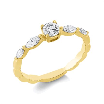 Solitaeire Gelbgold 18kt 0,54 Diamantringe mit 5 Diamanten - 1HN85