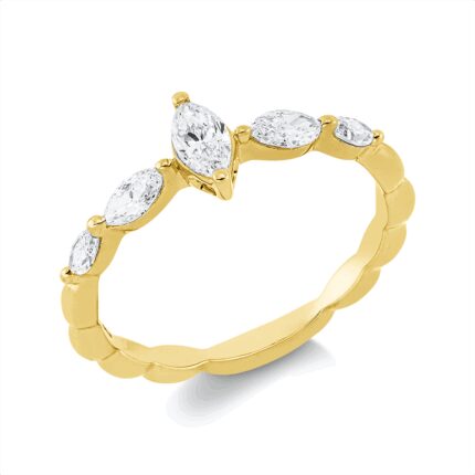 Solitaeire Gelbgold 18kt 0,52 Diamantringe mit 5 Diamanten - 1HN86