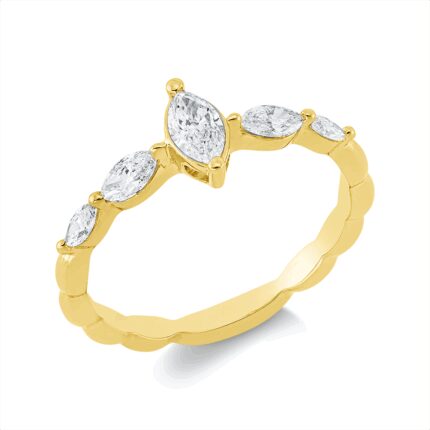 Solitaeire Gelbgold 18kt 0,55 Diamantringe mit 5 Diamanten - 1HN87