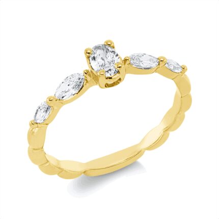 Solitaeire Gelbgold 18kt 0,48 Diamantringe mit 5 Diamanten - 1HN88