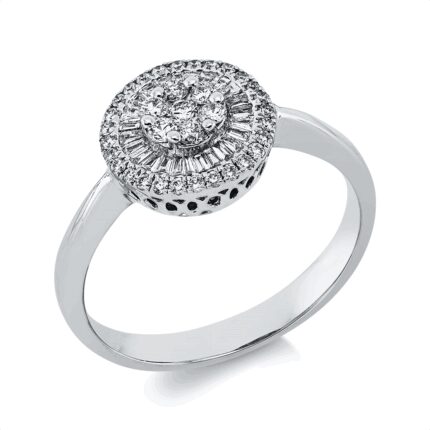 Baguette Weißgold 18kt 0,38 Diamantringe mit 60 Diamanten - 1HO34
