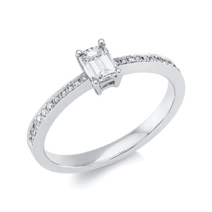 Baguette 4er-Krappe Weißgold 18kt 0,46 Diamantringe mit 23 Diamanten - 1HP17