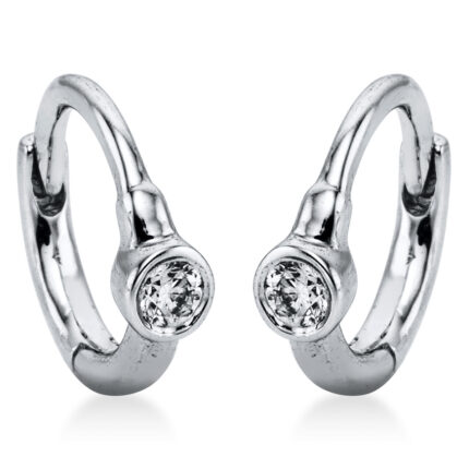 Creolen Zarge Weißgold 18kt 0,06 Diamantschmuck mit 2 Diamanten - 2L045
