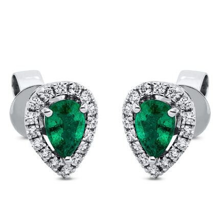 Ohrstecker 3er-Krappe Weißgold 18kt 0,22 Diamantschmuck Farbstein 0,62 ct - 2O935