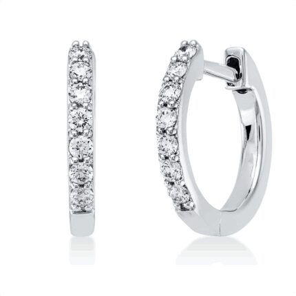 Creolen Weißgold 18kt 0,24 Diamantschmuck mit 14 Diamanten - 2U140