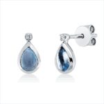 Ohrstecker Zarge Weißgold 18kt 0,02 Diamantschmuck Farbstein 0,9 ct - 2U186